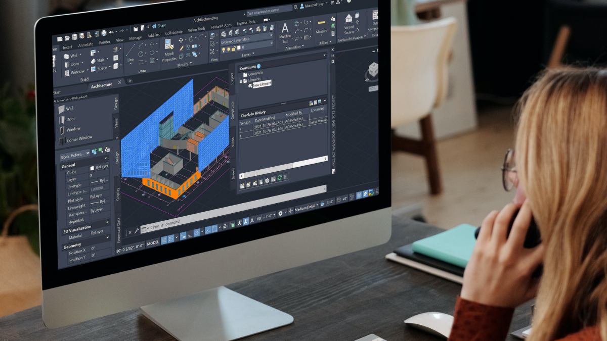 Stagiaire en formation continue sur le logiciel AutoCAD dans le cadre d'une formation dessinateur CAO DAO.